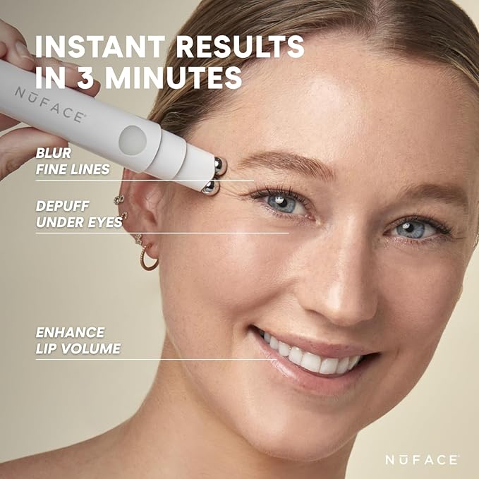 NuFACE FIX Line Smoothing Starter Kit - FDA Cleared Microcurrent Device + Serum Activator for On-The-Go Treatment of Forehead Lines, Crow's Feet, Under Eyes, Smile & Fuller-Looking Lips