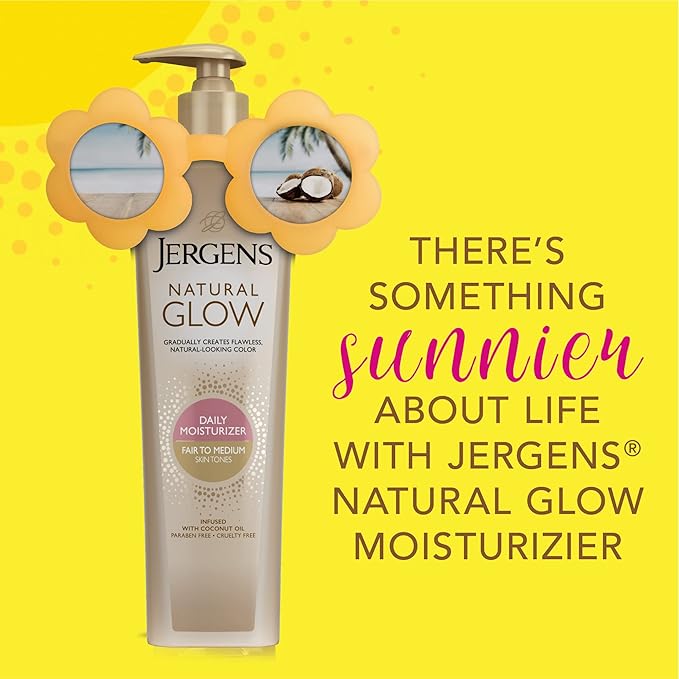 Jergens Natural Glow 3-Day Self Tanner for Fair to Medium Skin Tone, Sunless Tanning Daily Moisturizer, for Streak-free and Natural-Looking Color, 10 Ounce