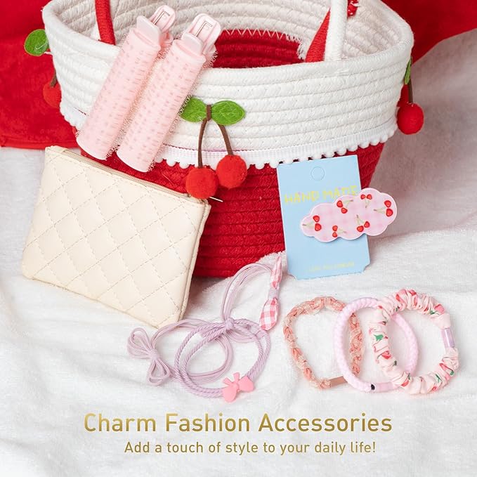 Spa Gifts for Women, Cherry & Berry Spa Gift Set for Teenage Tote Bag, Shower Gel, Hand & Body Lotion, Hitrees Birthday for Best Friend Woman, Mom, Mothers Day