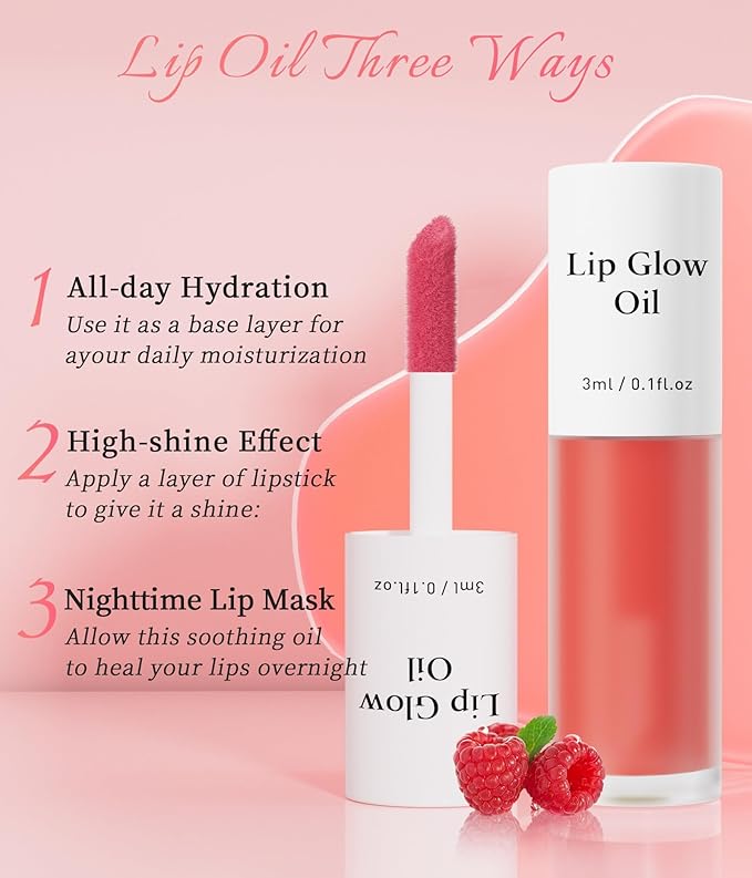 2 Pack Plumping Lip Oil,No-Sticky Lip Nourishing