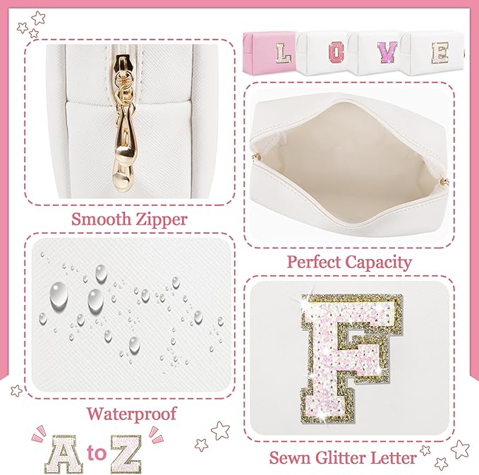 Personalized initial letter makeup bag,