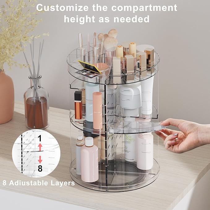 360 rotating makeup organizer with