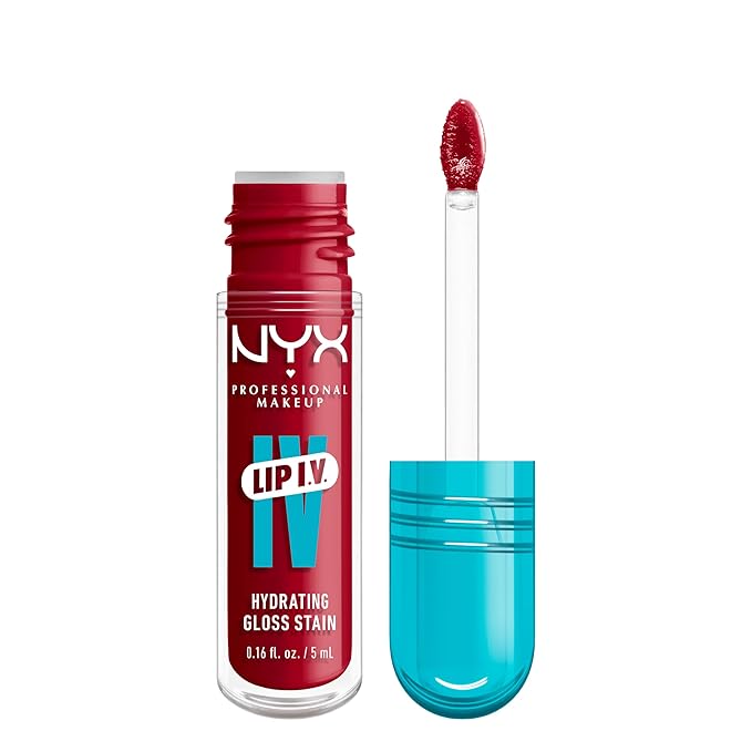 NYX PROFESSIONAL MAKEUP Lip IV Hydrating Glossy Lip Stain with 12HR Hydration - Red-y Set Wet (Red)