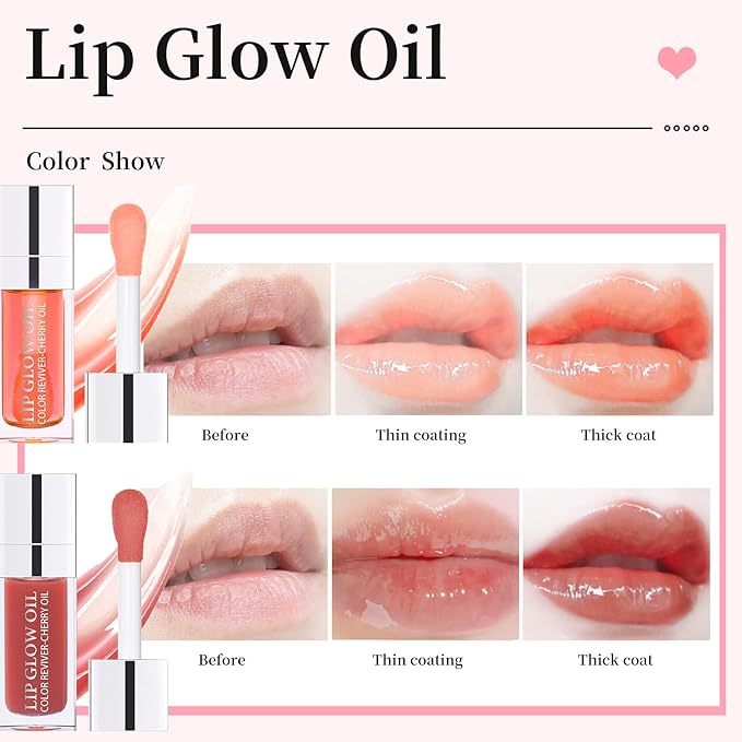 2pcs Hydrating Lip Glow Oil Set Tinted Plumping Hydrating