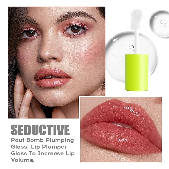 Fat Lip Oil Lip Stain,6 Colors Lip Oil Plumping Lip Glaze, Hydrating Lip Glow Oil,Shiny Transparent Lipstick,Long Lasting Nourishing Fresh Clear Lip Care (6pcs)
