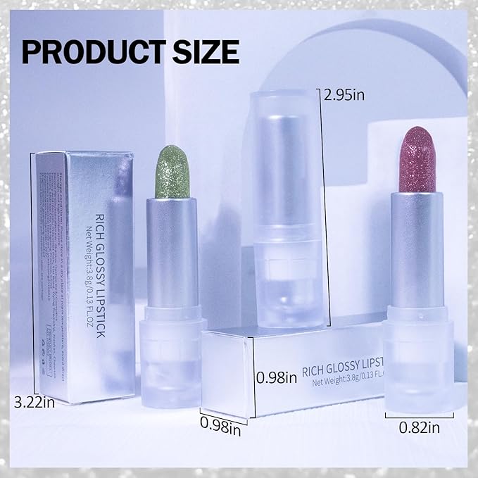 DAGEDA 3PCS Glitter Lipstick, Moisturizing Glossy