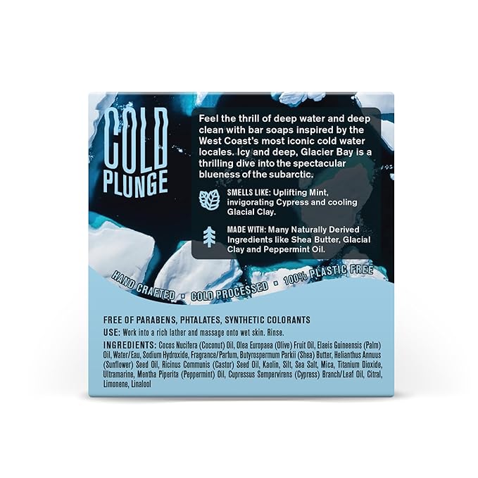Every Man Jack Cold Plunge Mens Bar Soap - Glacier Bay Scent with notes of Uplifting Mint, Cypress, and Cooling Glacier Clay - Deeply Cleans, Hydrates with Naturally Derived Ingredients - 5oz 2 Pack
