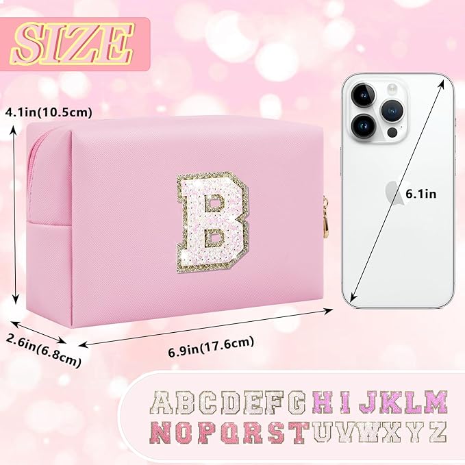 Personalized initial letter makeup bag,