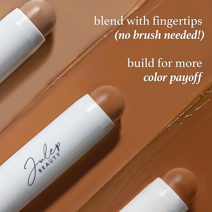 Skip The Brush Contour Duo - Cream to Powder Multi-Purpose Makeup Sticks - Pigmented, Buildable Color for Eyes, Cheeks, and Lips - Melted Cocoa + Golden Guava