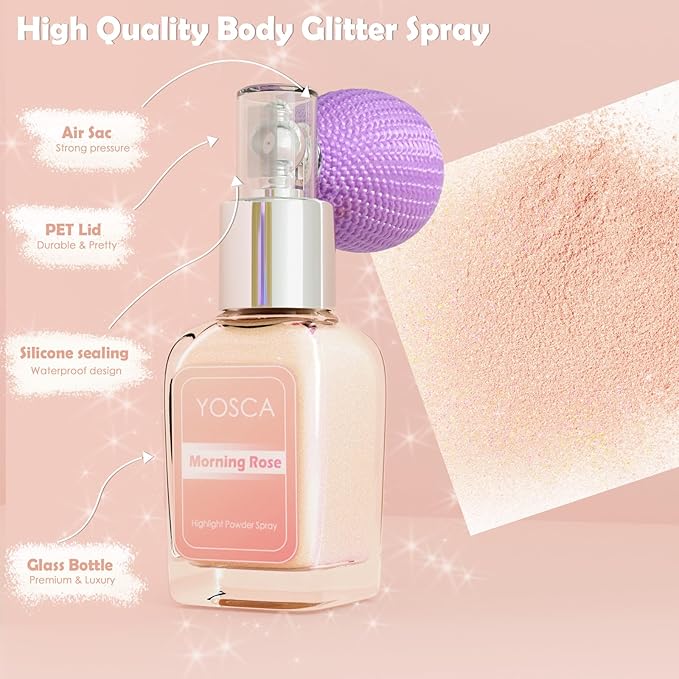 Yosca Highlighter Powder Spray, 20ML Cosmetic Grade Shimmer 20ML