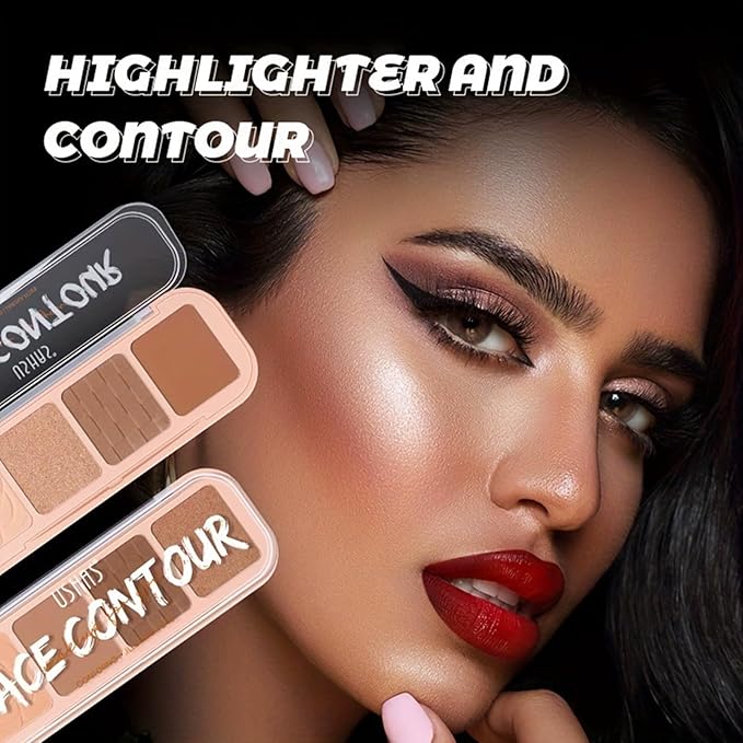 4 Colors Contour Palette, Face Contouring Highlighters Bronzer
