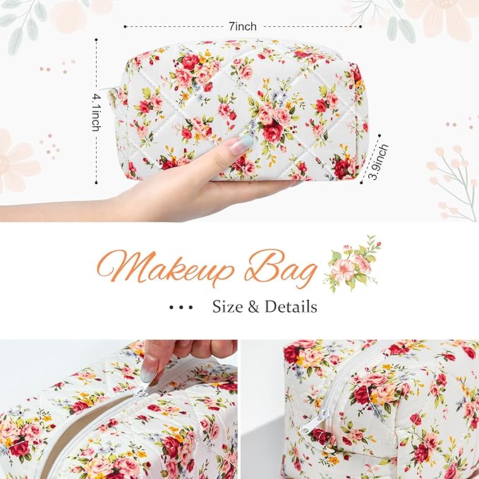 Soidram quilted makeup bag floral