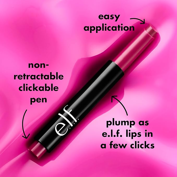 e.l.f. Pout Clout Lip Plumping Pen, Nourishing Lip Balm For Sheer Color & Shine, Plumps & Moisturizes, Vegan & Cruelty-Free, Wicked Cherry