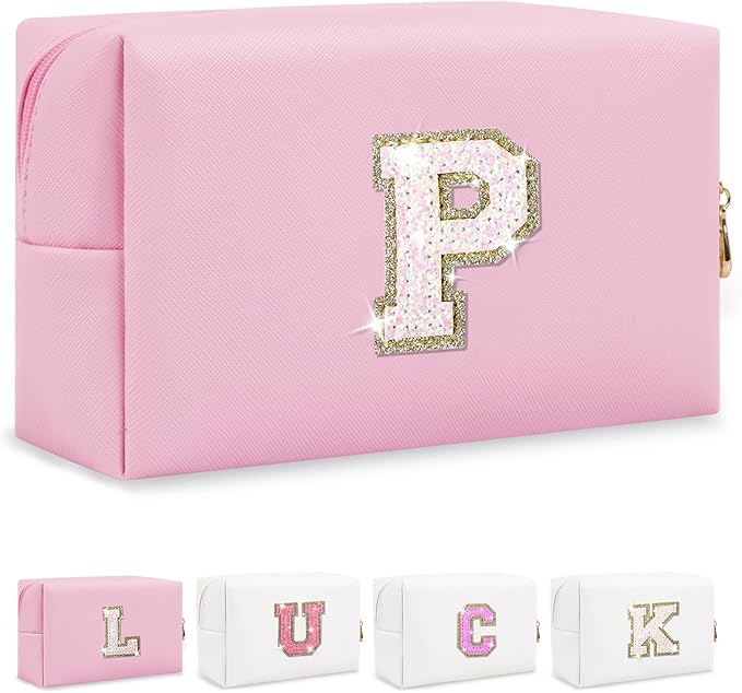 Personalized initial letter makeup bag,