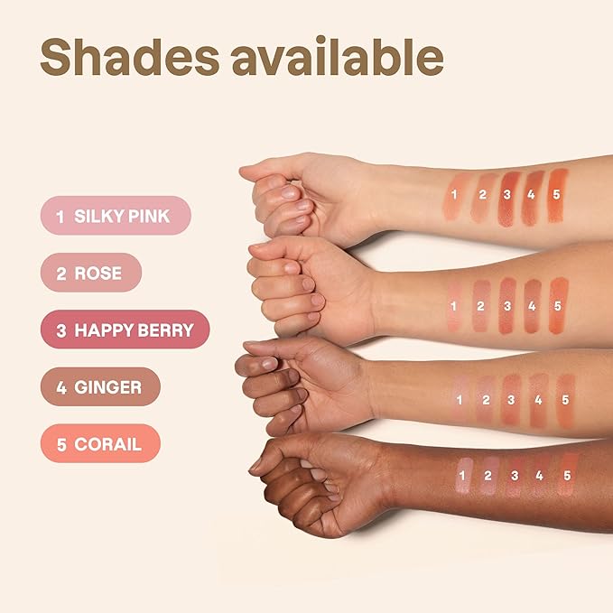 ATTITUDE Oceanly Plastic-Free Lightweight Blush Stick, Titanium Dioxide-Free, EWG Verified, Vegan & Cruelty-free Makeup, Corail, 0.3 Ounces