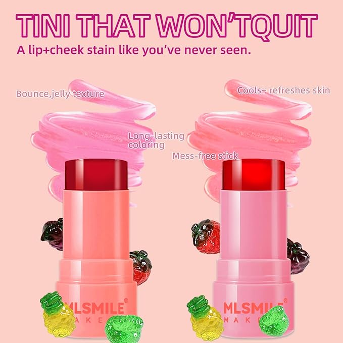 2PCS Cooling Water Jelly Tint Blush Stick Lips Cooling