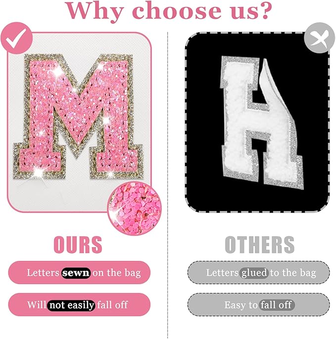 Initial letter patch makeup bag,