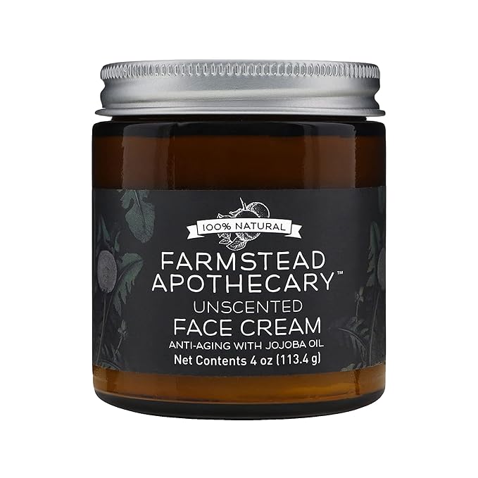 Farmstead Apothecary 100% Natural Anti-Aging Face Cream with Jojoba Oil, 4 oz (Unscented)
