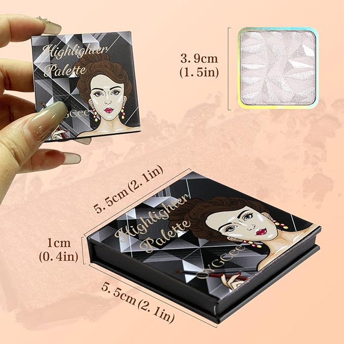 Highlighter Shimmer Makeup Palette,Shimmering Glitter Shiny Powder for Gold Powder