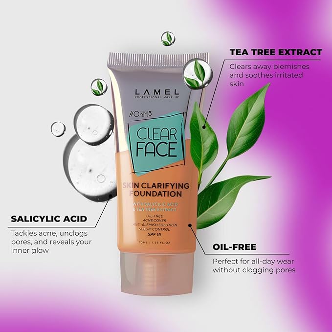 Lamel- Oh my Clear Face Foundation- SPF15-408 Golden 40ml