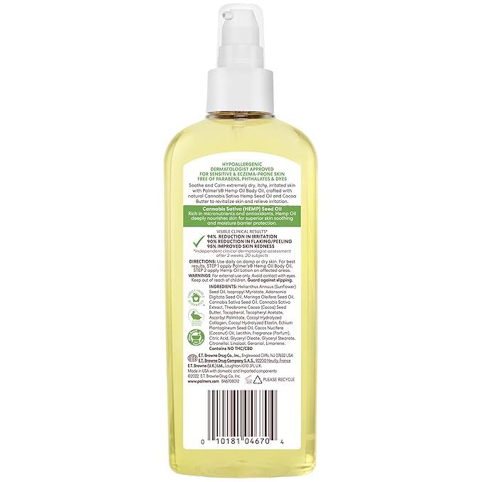 Palmer's Cocoa Butter Formula Hemp Oil Calming Relief Body Oil, 5.1 Ounces