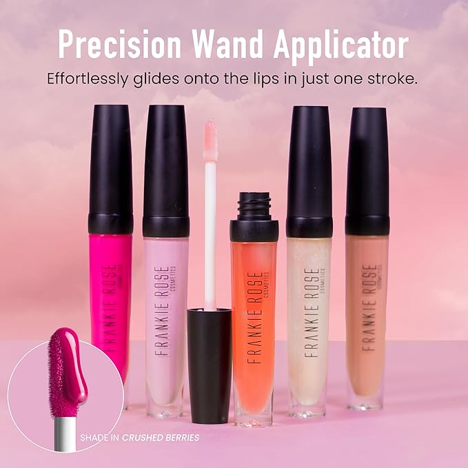 Frankie Rose Cosmetics Lip Gloss | Non-Sticky, Long Lasting, Hydrating Fashionista Shimmer Lip Gloss, 20g