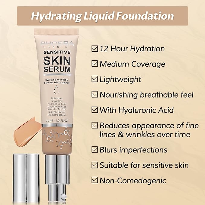 Phoera Foundation Makeup,Flawless Soft Matte Full Coverage with Porcelain, 1PC)