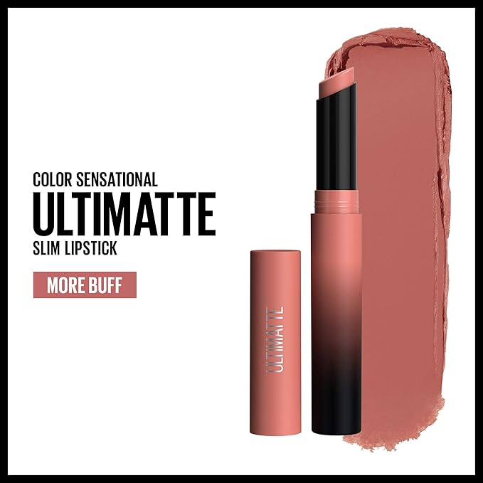 Maybelline Color Sensational Ultimatte Matte Lipstick, Non-Drying, Intense Color Pigment, More Buff, Pink Beige, 1 Count