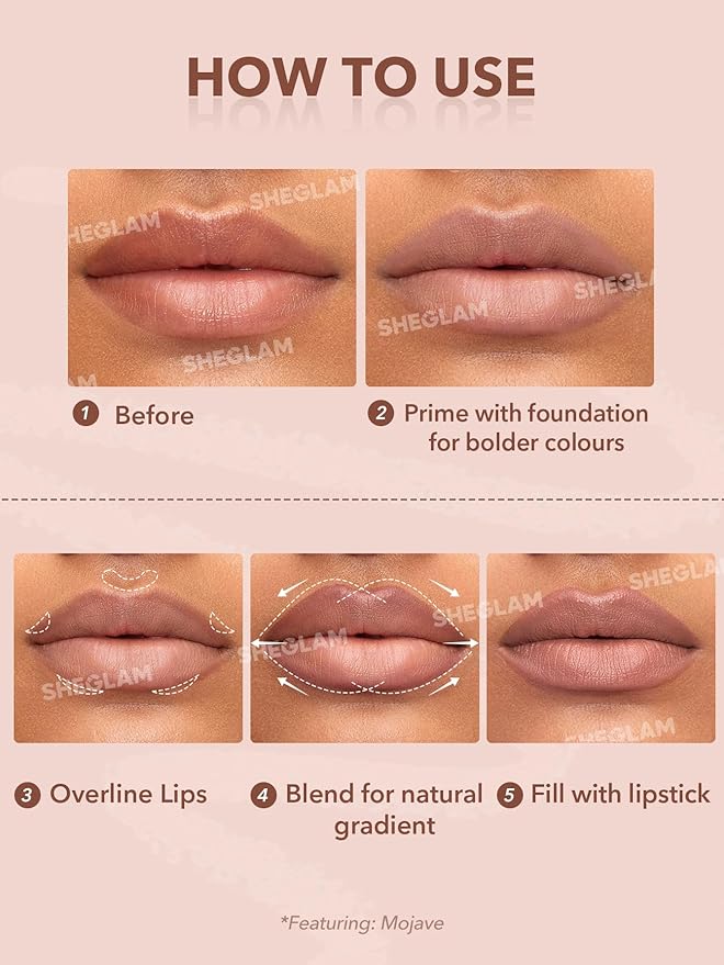 SHEGLAM Lip Liner Creamy Matte Pencil High Pigment Not Easy to Fade Silky Smooth Matte Contour Tint Lip Makeup-Toasted