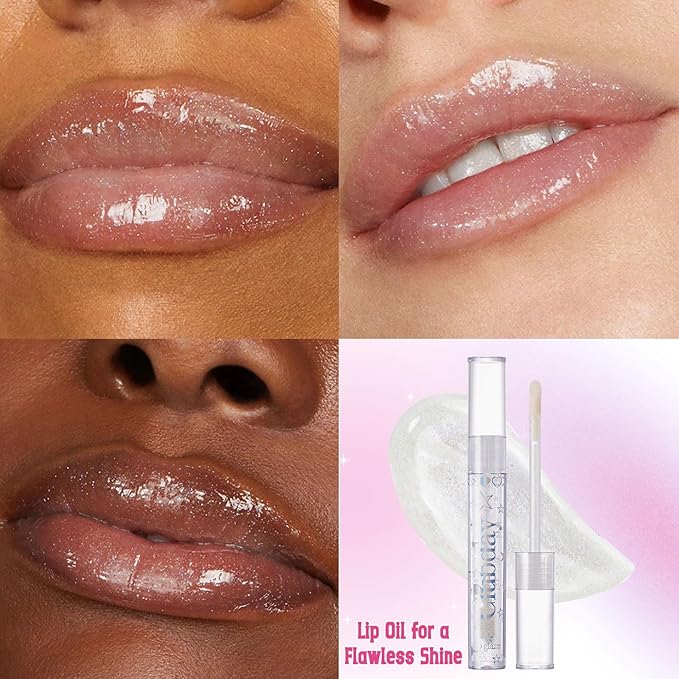 Jcoos Lip Gloss Lip Oil, Glitter Clear Lip Gloss, Purple Lip Gloss, Moisturizing, Shiny, Hydrating Lip Oil, Mint & Grapes Flavored Lip Gloss, Lip Plumper Lipgloss Sets for Girls Women Kids Teens