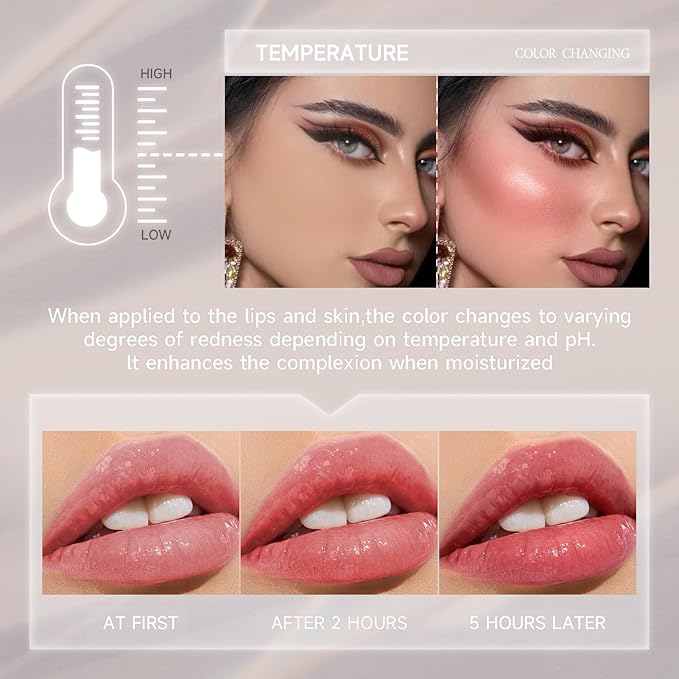 Color Changing Blush Stick,Jelly Tint Stain Clear PH with Brush