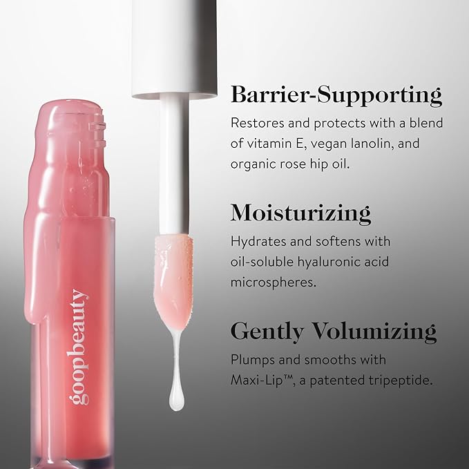 goop Beauty Hydra-Barrier Gel Gloss | Hydrating Lip Gloss to Moisturize & Plump Lips | Hyaluronic Acid & Vitamin E | Fig - Sheer Aubergine | 0.13 oz