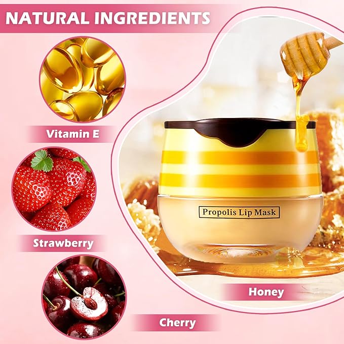 CAHIUYOA 3PCS Bee Lip Balm Honey Sleeping