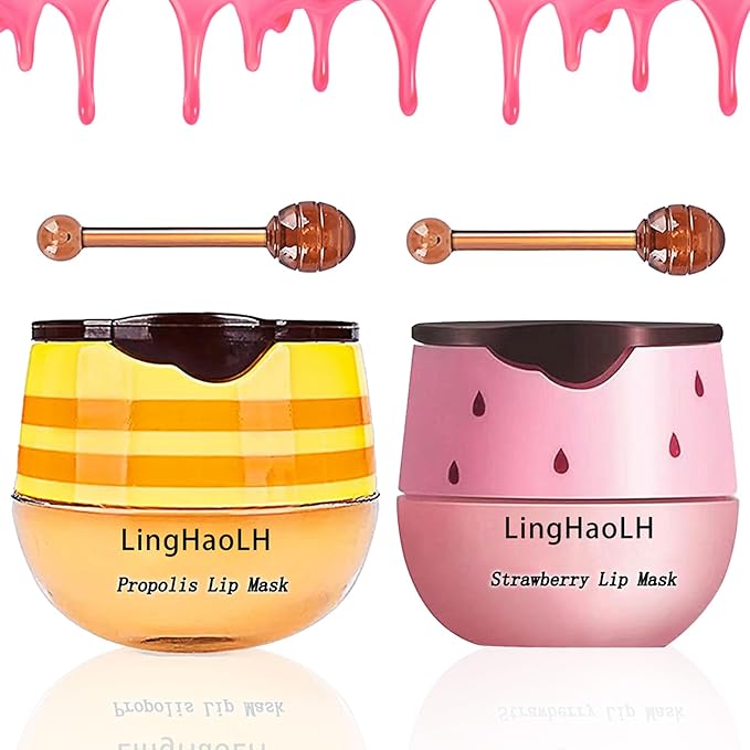 2PCS Bee Lip Balm,Hydrating Honey Pot