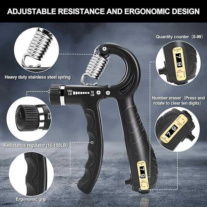 2 Pack Grip Strength Trainer 10-150 lbs