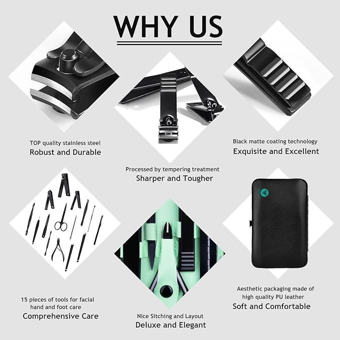 Professional Manicure Set 15 pcs,Stainless