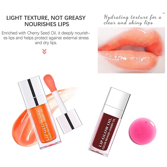 Lip Glow Oil, Hydrating Lip Oil Tinted Lip Glow