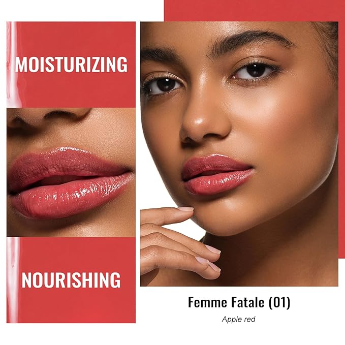 Oulac Moisturizing Shine Lipstick For Women Christmas Set 2PCS, 2 in 1 Tinted Lip Balm for Winter, Hydrated Juicy and Glossy Lip Color for Dry, Cracked and Chapped Lips, Vegan [01+16]