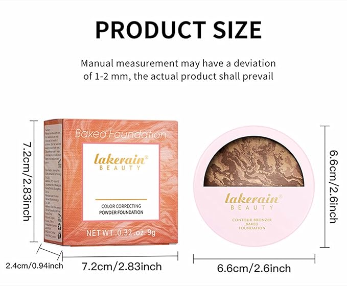 Go Ho Baked Bronzer Powder Makeup,Blush Glow Balance,Color Finish,03 Fair