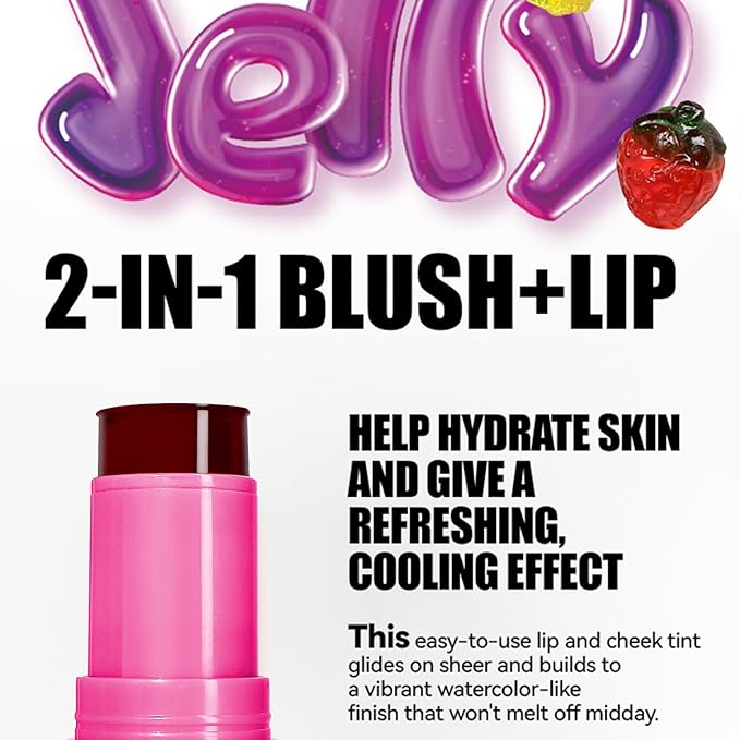 2 Colors Cooling Water Jelly Tint Stick,Multi-Use Cheek Cooling