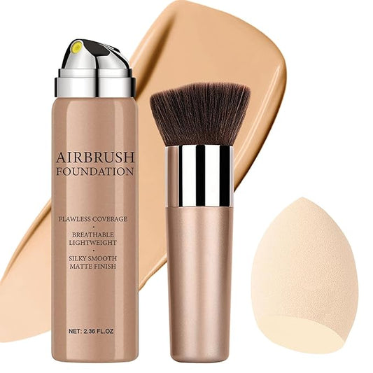 Airbrush Foundation Makeup Spray, Long Lasting Waterproof Full (#2 Beige) 2.36oz