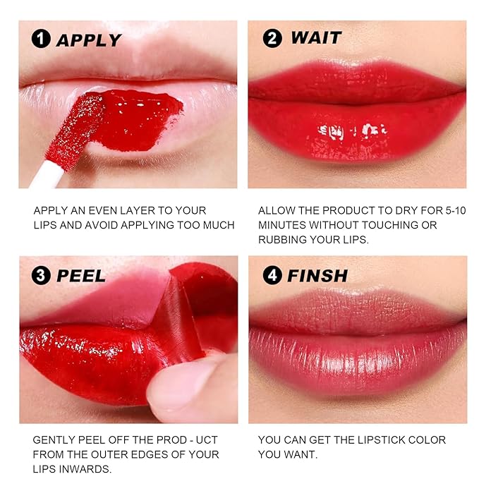 6 Colors Peel Off Matte Lip Tint, Long Lasting Natural Peel Off Tattoo Lip Liner Stain, Waterproof Smudge Proof Non-Stick Cup Tinted Lip Stain Peel Off Lip Gloss, Lip Makeup Gift for Women