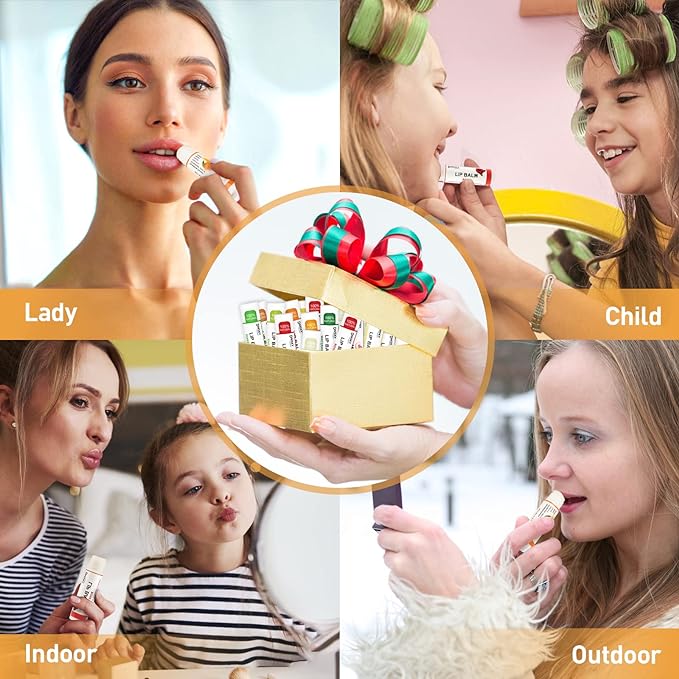 DMSKY 12 Pack Lip Balm, Natural