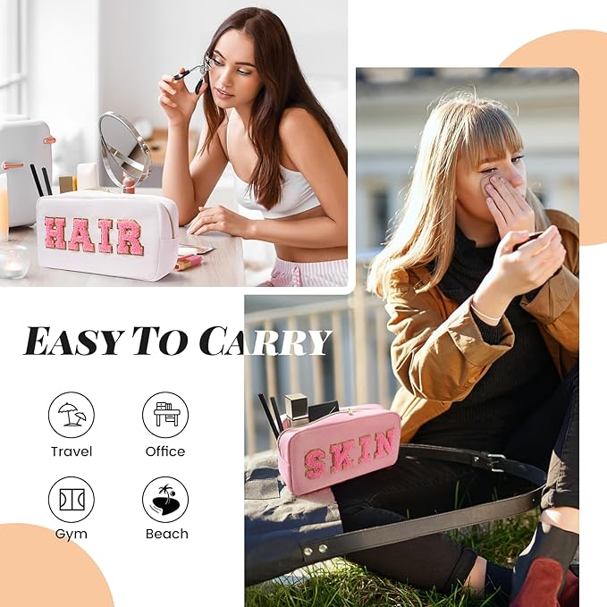 2pcs preppy makeup bags set,