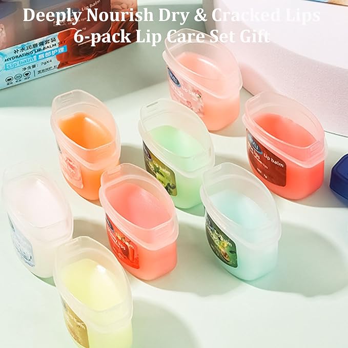 Lip Balm Set, 6Pcs Fruit Moisturizing
