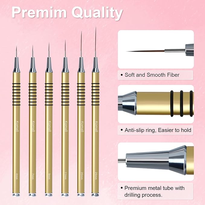 Nail art liner brushes, 6pcs