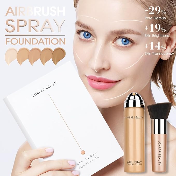AirBrush Foundation Spray, Silky Mist Foundation Spray Makeup #01 Porcelain