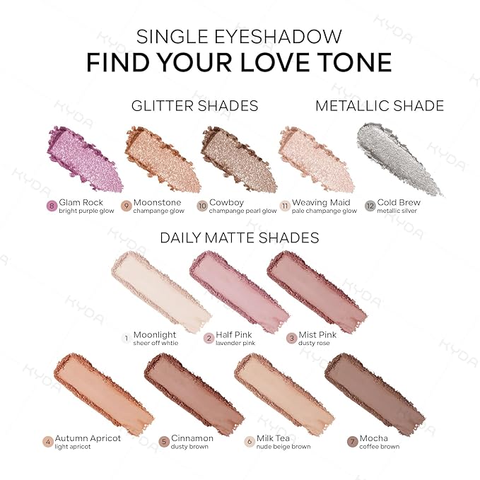 KYDA Single Glitter Eyeshadow, Bright Purple Diamond Glow Eyeshadow, Ultra-fine Lightweight Powder, Blendable Formula, Daily Glitter Eyes Makeup, Glam Rock