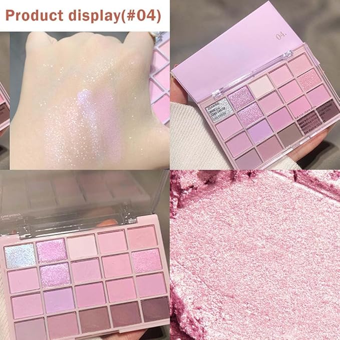 20Colors Light Purple Pink Nude Basics Matte Eyeshadow Palette,Eye Shadow Travel Makeup Palette all in one Long Lasting Waterproof Ultra-Blendable,Great for Travel Gift Kit