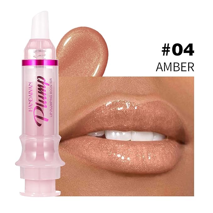 Plumping Lip Oil with Fresh Ginger Extract - Instant Fuller Lips, Ultra-Hydrating & Nourishing Glossy Lip Glow Oil, Lip Plumping Booster for Smooth, Defined Lips (#04 AMBER, 1)